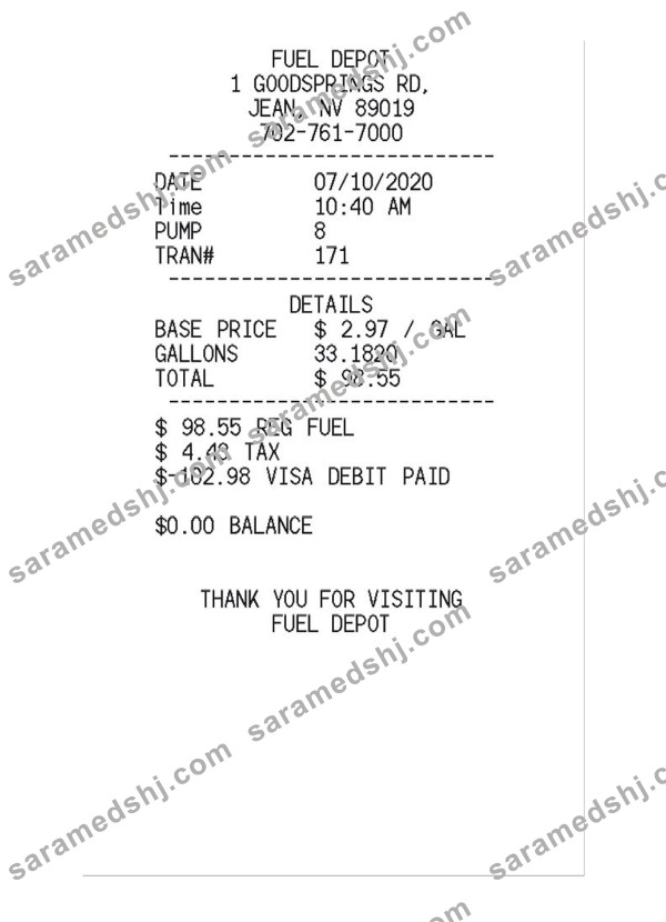 FUEL DEPOT payment check